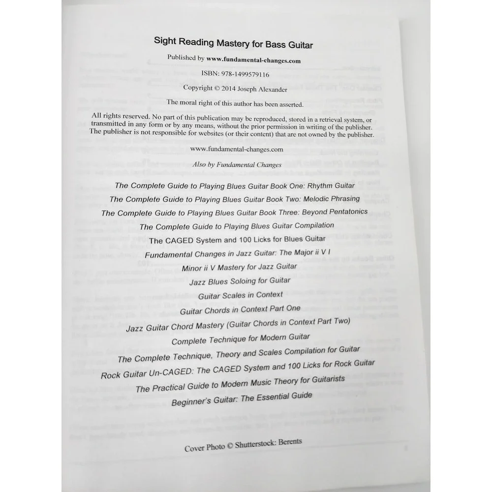 Sight Reading Mastery for Bass Guitar Joseph Alexander Music Instruction Book